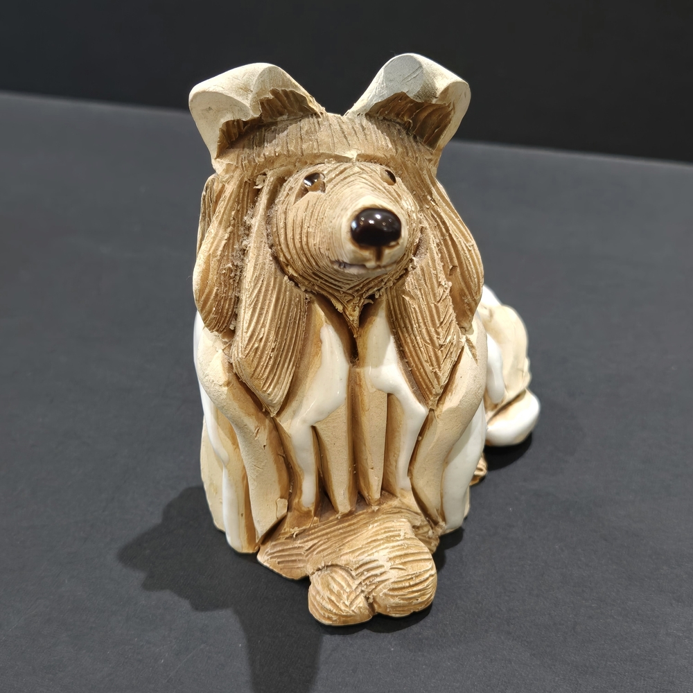 Artesania Rinconada Collie Dog Clay Enamel Figurine Uruguay Collectible